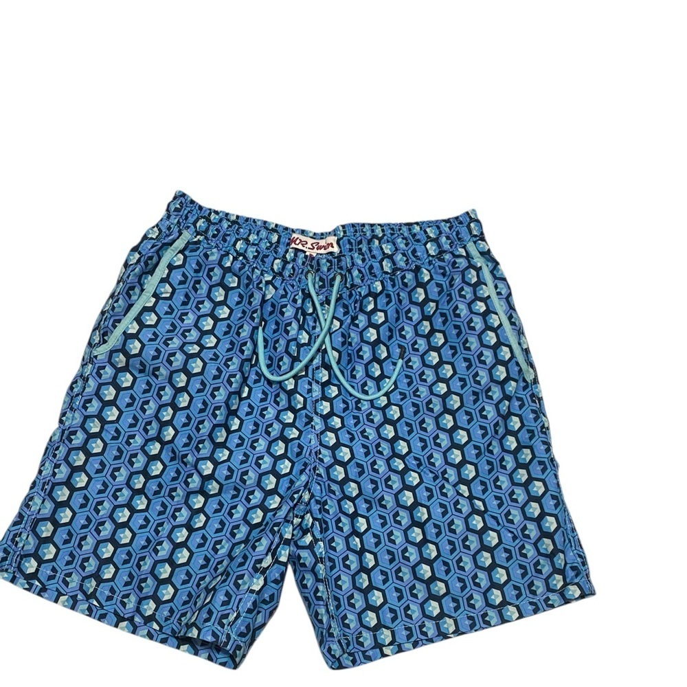 MR Swim Blue Patterned Men's Swim Shorts